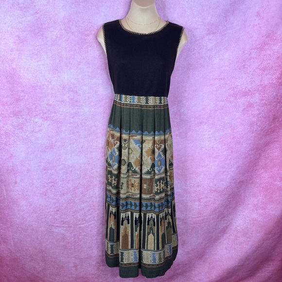 203. Karin Stevens Petites Maxi Dress w/ Cropped Jacket Black Multicolor Sz 12 - Picture 6 of 8